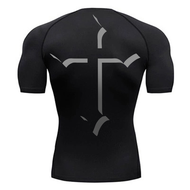 Cross Print Compression Shirt  - Crossfit Gym ulasan dan harga